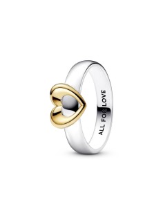 Anillo en plata de ley y con un recubrimiento en oro de 14k  Corazón Radiante Deslizante  en Dos Tonos