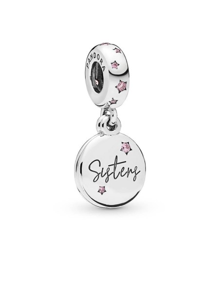 Charm Pandora Hermanas Para Siempre con circonitas cúbicas fucsias y grabados 