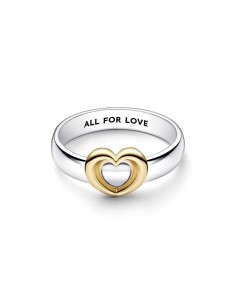 Anillo en plata de ley y con un recubrimiento en oro de 14k  Corazón Radiante Deslizante  en Dos Tonos 2