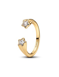 Anillo Abierto con un recubrimiento en oro de 14k Estrellas Fugaces | Pandora Oficial