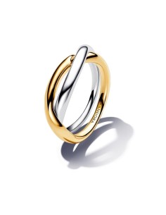 Anillo en plata de ley y con un recubrimiento en oro de 14k Bandas Entrelazadas en Dos Tonos​