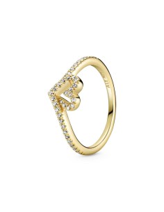 Anillo Pandora Timeless con un recubrimiento en oro de 14k Corazón Deseo Brillante