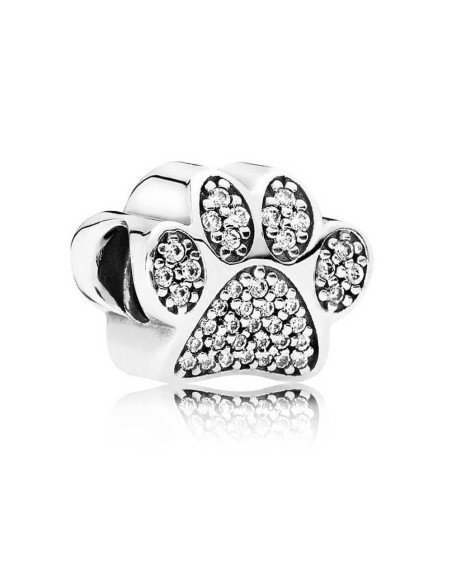 Charm Pandora de plata huella de mascota con circonitas