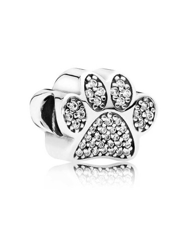 Charm Pandora de plata huella de mascota con circonitas