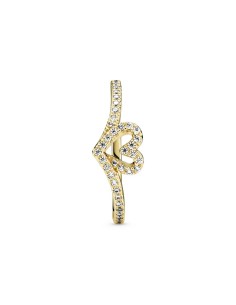 Anillo Pandora Timeless con un recubrimiento en oro de 14k Corazón Deseo Brillante 2
