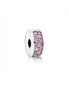 Clip Pandora de plata de ley con circonitas rosas. 2