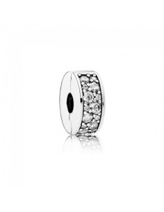 Clip de plata Pandora con circonitas transparentes.