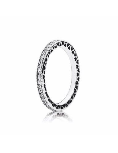 Sortija Pandora de plata con circonitas. Talla 54. 
