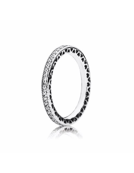 Sortija Pandora de plata con circonitas. Talla 54. 