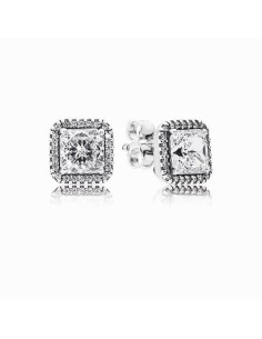 Pendientes de plata cuadrados con circonitas.