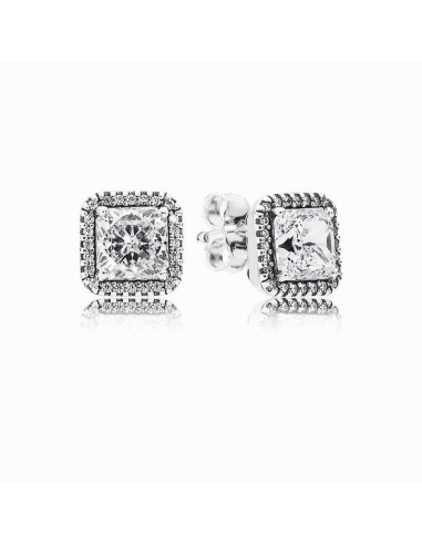 Pendientes de plata cuadrados con circonitas.