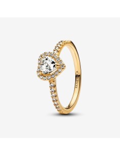 Anillo con recubrimiento en oro de 14k Corazón en Relieve | Pandora Oficial