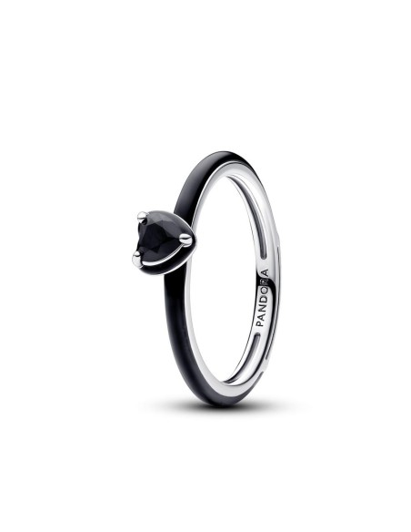 Anillo Pandora ME en plata de ley Corazón Chakra Negro