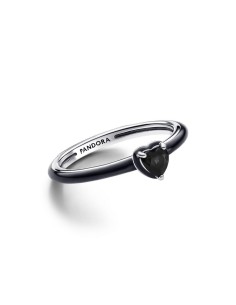 Anillo Pandora ME en plata de ley Corazón Chakra Negro 2