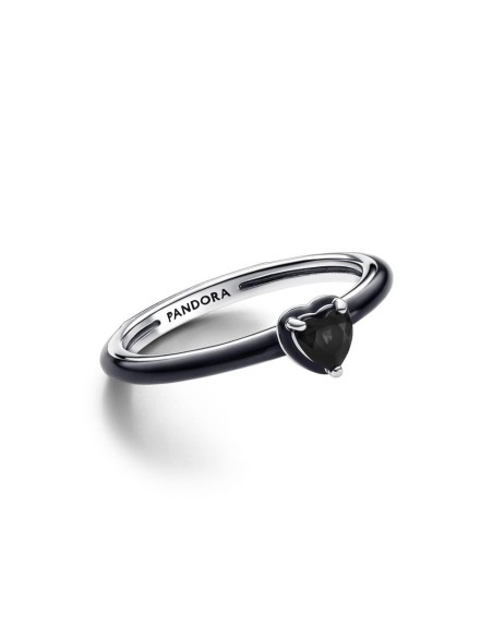Anillo Pandora ME en plata de ley Corazón Chakra Negro