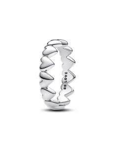 Anillo en plata de ley Fila de Corazones