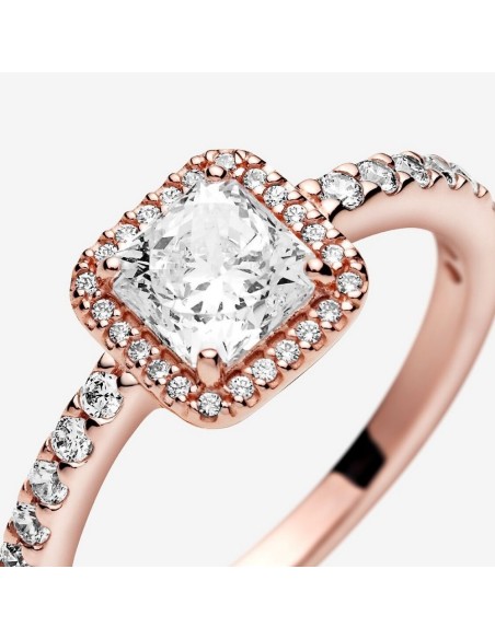 Anillo Pandora Square Sparkle Halo en Pandora Rose con Circonitas Cúbicas – Ref. 188862C01