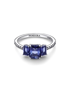 Anillo en plata de ley Brillante Tres Gemas Azules Rectangulares 2
