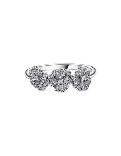 Anillo en plata de ley Triple Flor Pensamiento 2