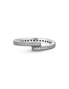 Anillo de plata de ley Pandora con logo y circonitas cúbicas transparentes 2