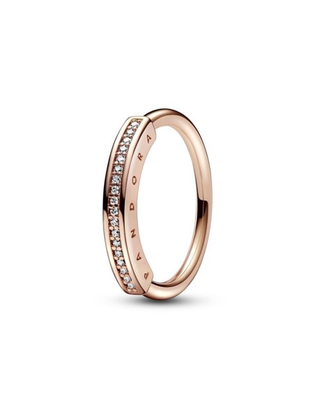 Anillo Pandora Signature con un recubrimiento en oro rosa de 14k I-D Pavé