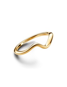 Anillo con un recubrimiento en oro de 14k Ola Pulida 2