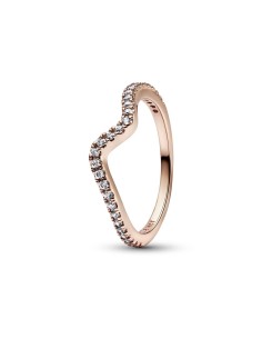 Anillo con un recubrimiento en oro rosa de 14k Ola Brillante 