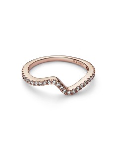 Anillo con un recubrimiento en oro rosa de 14k Ola Brillante  2