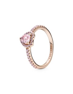 Anillo con recubrimiento de oro rosa de 14k Corazón Brillante Elevado