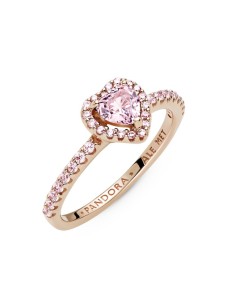 Anillo con recubrimiento de oro rosa de 14k Corazón Brillante Elevado 2