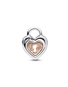 Charm en plata de ley y con un recubrimiento en oro rosa de 14K Candado Corazón Divisible en Dos Tonos 2