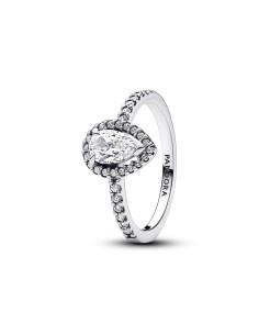 Anillo en plata de ley Halo Brillante Corte Pera​