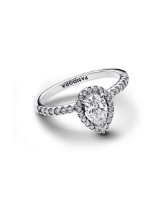 Anillo en plata de ley Halo Brillante Corte Pera​ 2