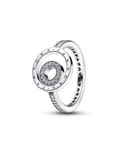 Anillo Pandora Signature en plata de ley Logo Círculos Pavé