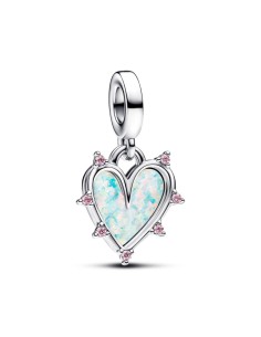 Charm Colgante Doble en plata de ley Amistad Opalescente