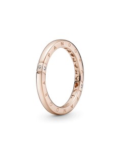 Anillo logo Pandora Rose con circonita cúbica transparente
