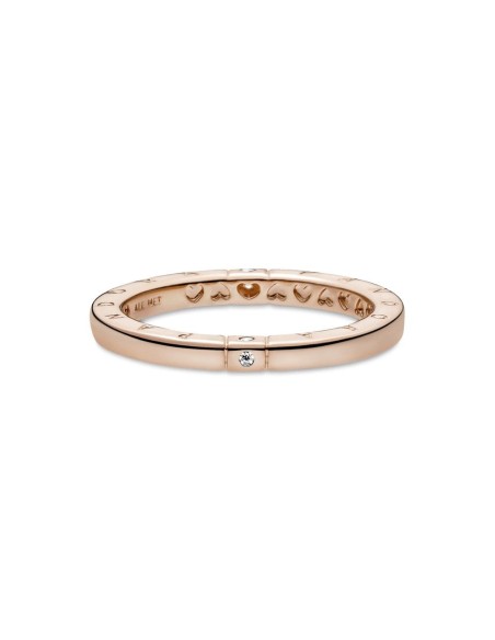 Anillo logo Pandora Rose con circonita cúbica transparente