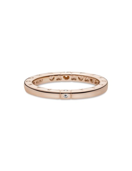 Anillo logo Pandora Rose con circonita cúbica transparente