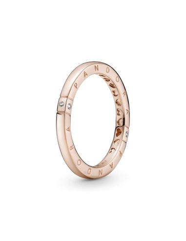 Anillo logo Pandora Rose con circonita cúbica transparente