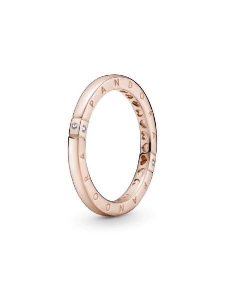 Anillo logo Pandora Rose con circonita cúbica transparente