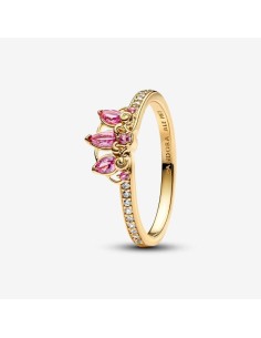 Anillo Tiara de Rapunzel de Disney en Pandora, Chapado en Oro de 14k con Cristales Morados