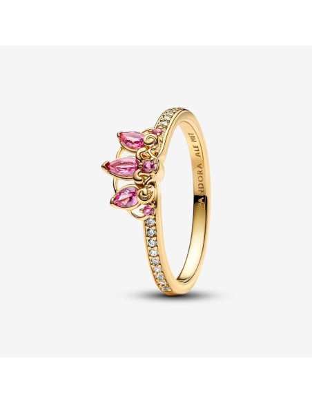 Anillo Tiara de Rapunzel de Disney en Pandora, Chapado en Oro de 14k con Cristales Morados