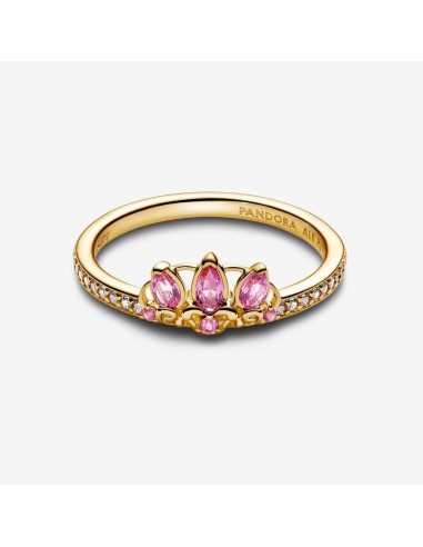 Anillo Tiara de Rapunzel de Disney en Pandora, Chapado en Oro de 14k con Cristales Morados