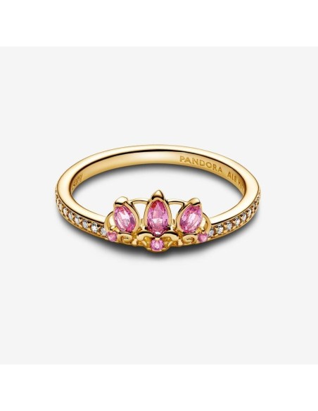 Anillo Tiara de Rapunzel de Disney en Pandora, Chapado en Oro de 14k con Cristales Morados