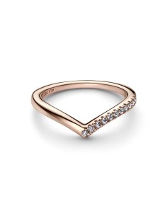 Anillo con un recubrimiento en oro rosa de 14k Deseo Mitad Brillante 2