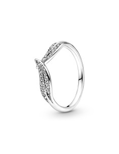 Anillo Pandora Hojas de plata de ley con circonitas cúbicas transparentes