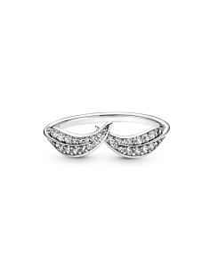 Anillo Pandora Hojas de plata de ley con circonitas cúbicas transparentes 2