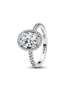 Anillo Halo Ovalado Brillante en Plata de Ley | Pandora Oficial