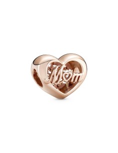Charm con un recubrimiento en oro rosa de 14k Corazón Gracias Mamá