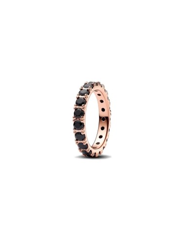 Anillo Pandora con un recubrimiento en oro rosa de 14k Eternity Fila Negra Brillante